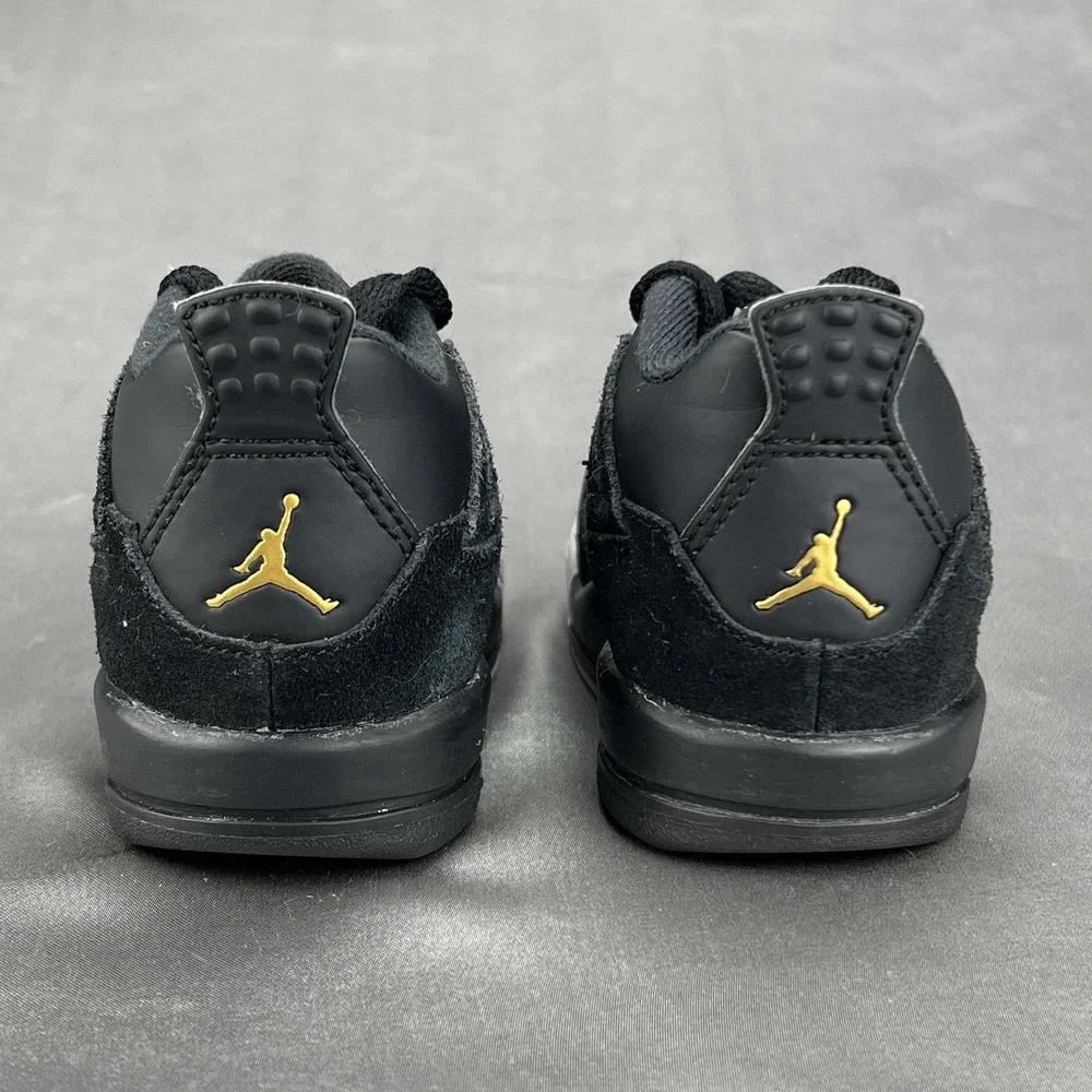 Nike Air Jordan 4 Retro Shoe 308500-032 Black White Gold Royalty Baby Toddler 7C
